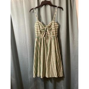 Green Striped Bow tie front summer dress
